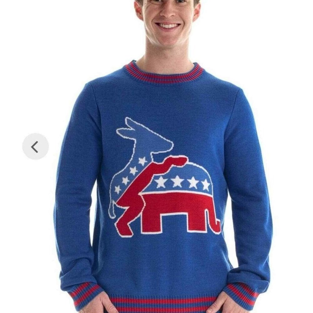 TIPSY ELVES Men's Sz XL Republican & Democrat  Sweater USA American NEW